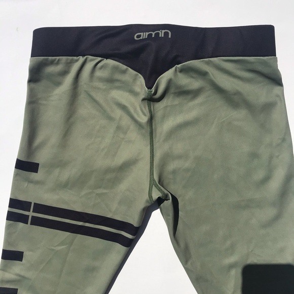 Aim’n Leggings Olive Green Black stripe Logo Small - Picture 4 of 8